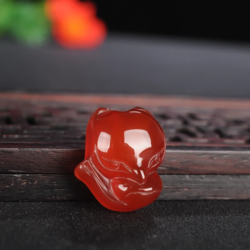 Natural Green Agate Fox Jade Pendant Necklace Chalcedony Carved Charm Jewellery Fashion Amulet for Men Women Lucky Pendants