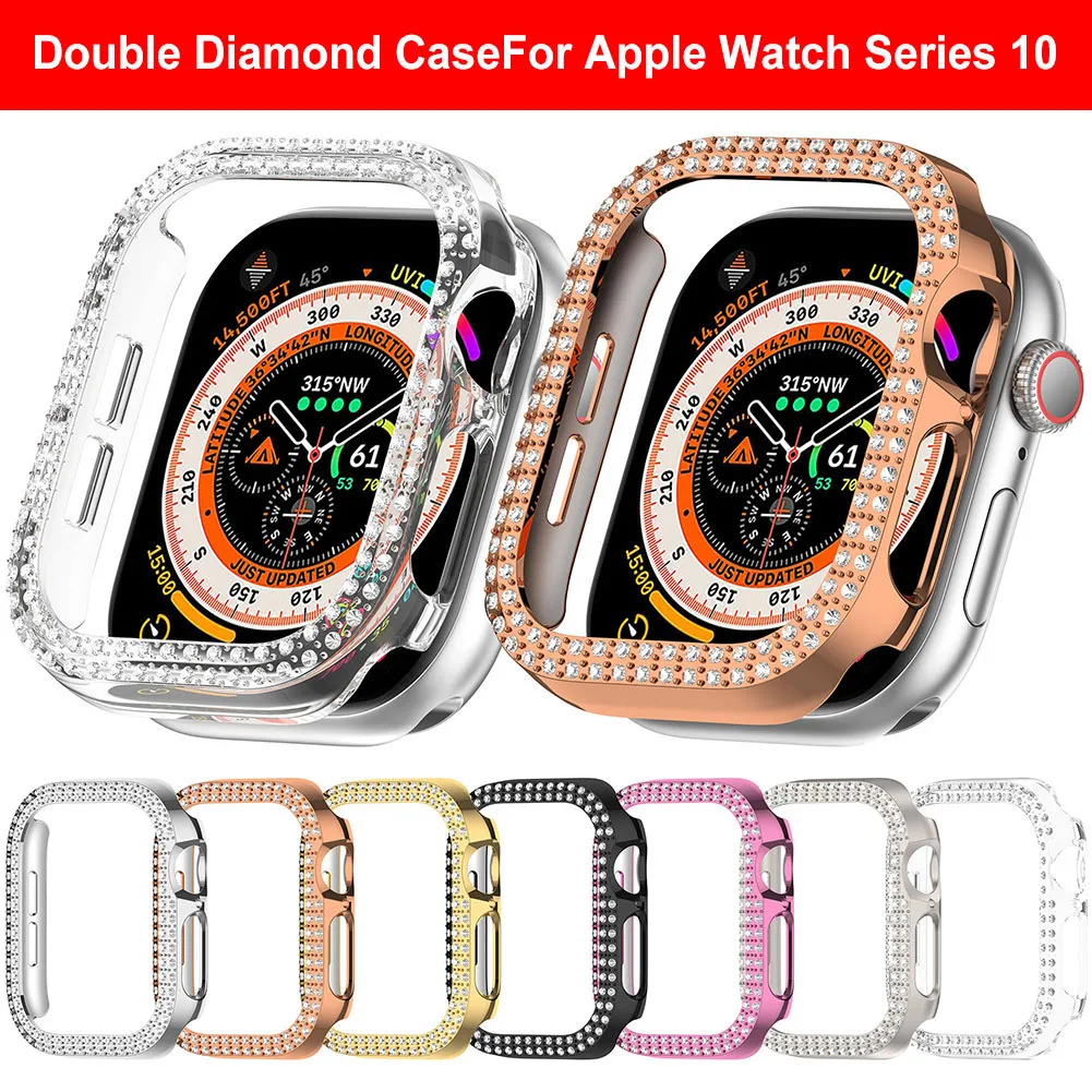 Diamond Watch Case for iWatch S10 Protective Case Anti-Scratch Watch Screen Protector Cover for Apple Watch Series 10 42MM/46MM