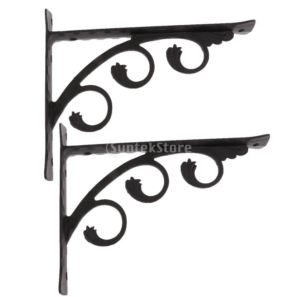 Anti-rust shelf bracket 2pcs anti-rust shelf bracket L shaped corner shelves holder support wall mounted 3 sizes choice black 25x20cm
