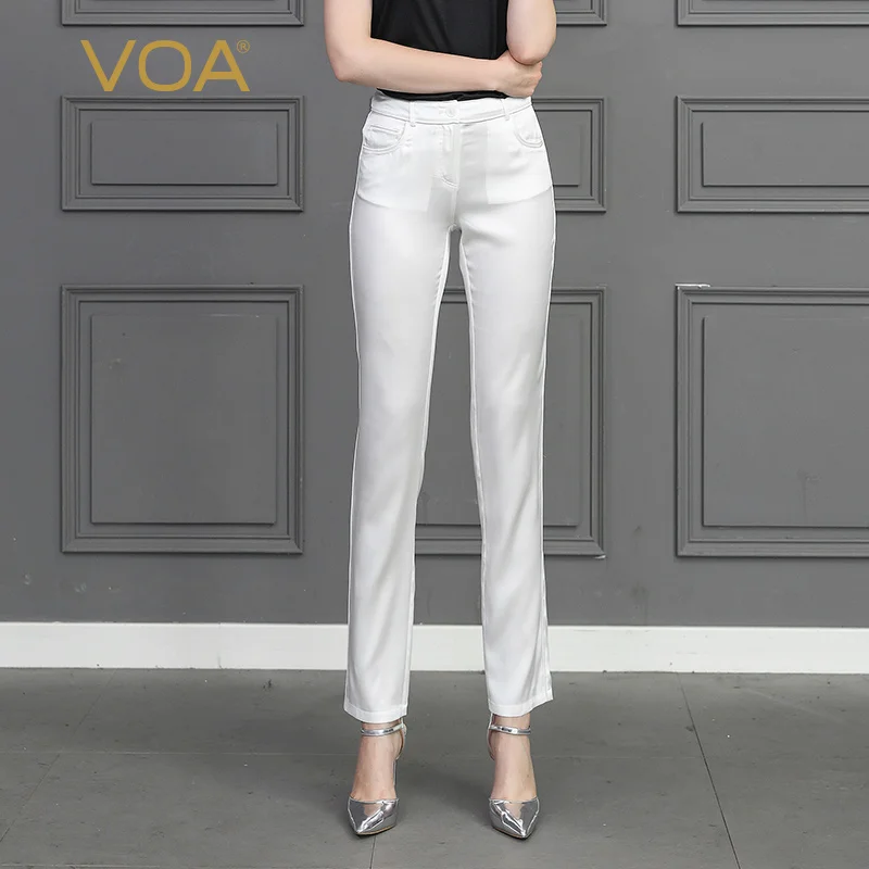 VOA Silk Pencil Pants Casual Solid 