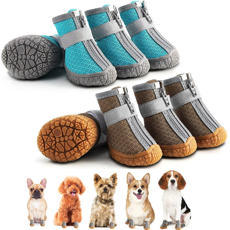 Breathable Mesh Summer Dog Shoes for Small Medium Dogs Anti-slip
