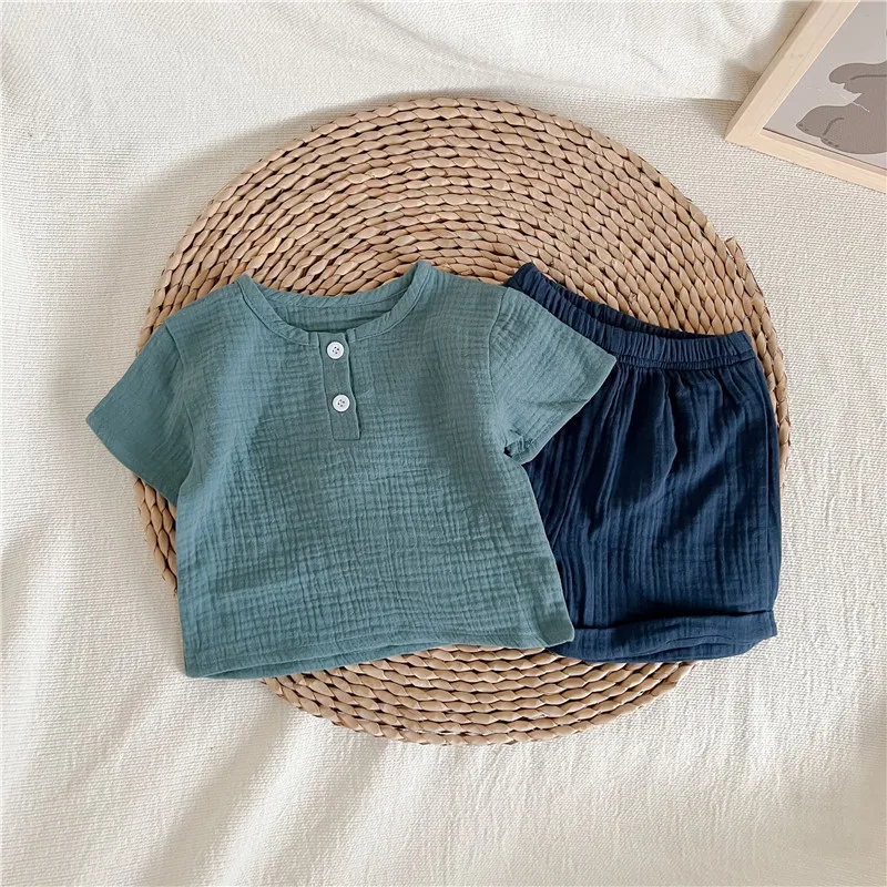 MILANCEL 2022 Summer Baby Clothing Set  LinenTee and Shorts 2 pcs Boys Suits Infant Girls Suit baby clothes mini set