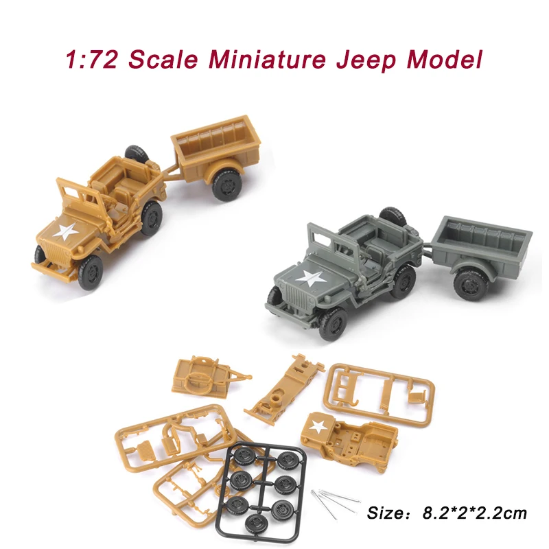 4D 1:72 Modello Di Assemblaggio Willis Jeep Con Secchio Appeso Giocattoli Di Plastica Veicolo Militare Puntelli Da Tavolo Sabbia Per Auto Ornamenti De