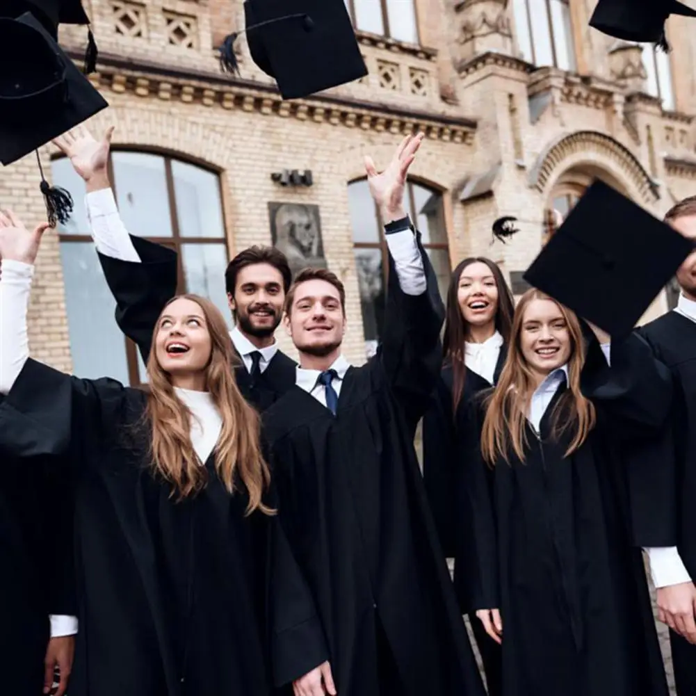 Graduation Gown Cap Tassel Set Graduation Dressing Up Costume Unisex Academic Robe And Cap For High School/University