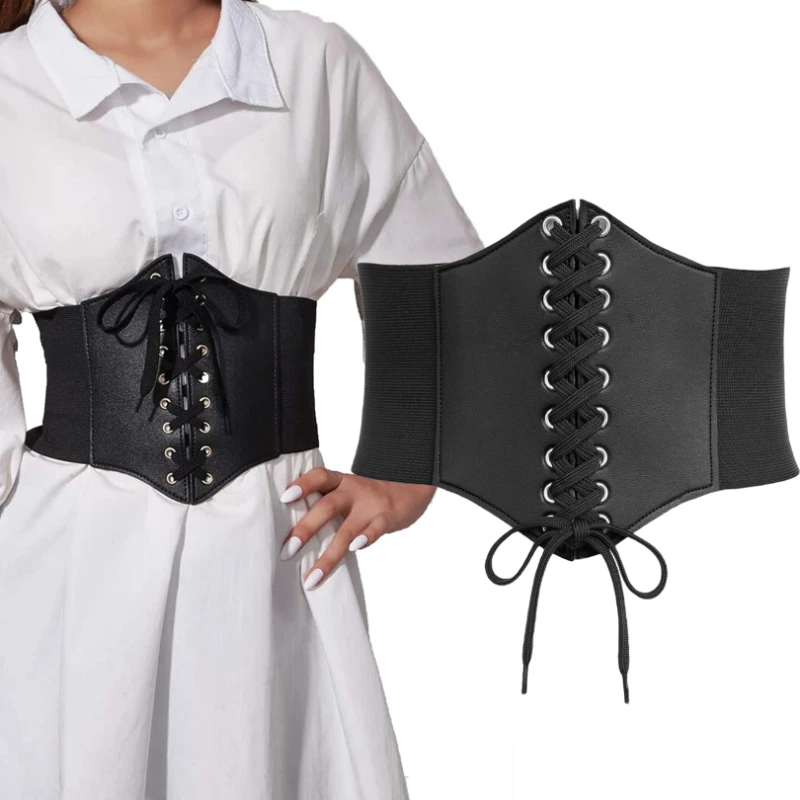 Women's Corset Belt Gothic Fashion PU Leather Female Lace up Corset