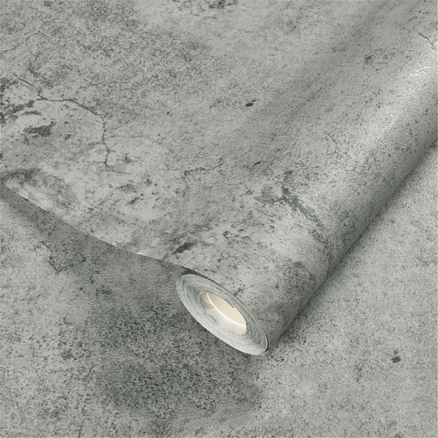 วอลเปเปอร์ไวนิลกันน้ำติดผนังผนังผนังซีเมนต์สีเทาสติ๊กเกอร์แปะผนังปรับปรุงเฟอร์นิเจอร์ห้องครัว 1