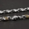 Solid 925 Sterling Silver 7mm Necklace Coffee Bean Chain for Men Retro Antique Punk Style Fine Jewelry 4