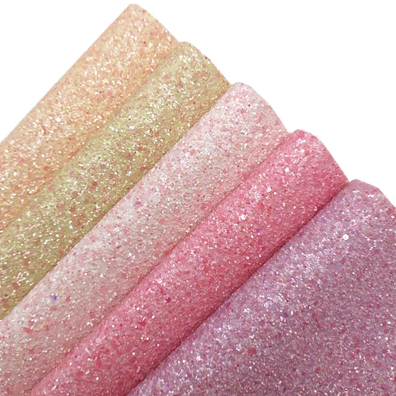Pastel Colors Pink Chunky Glitter Leather Sheets Glitter Vinyl