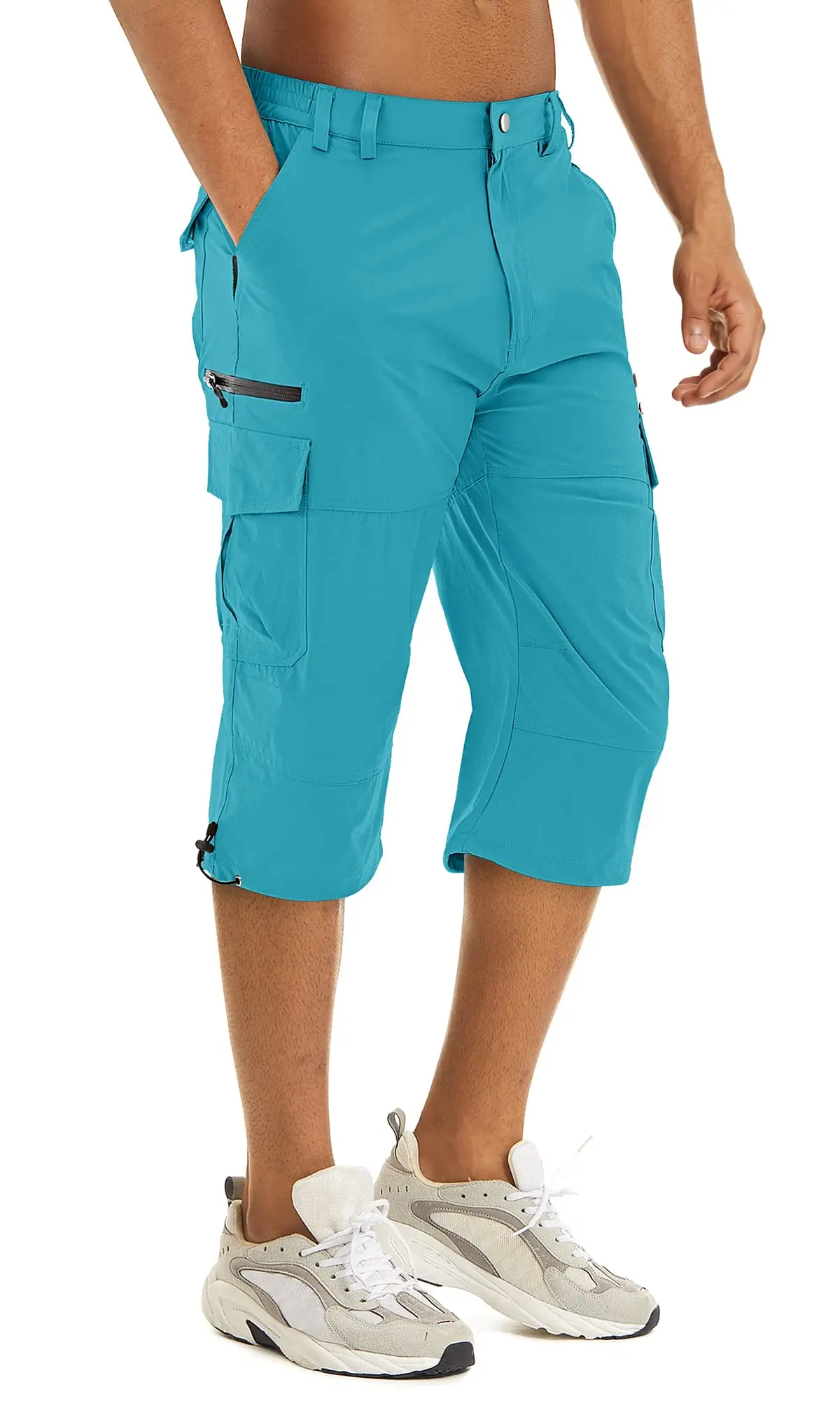 Men's Quick-Dry 3/4 Length Cargo Shorts with Multi-Pockets