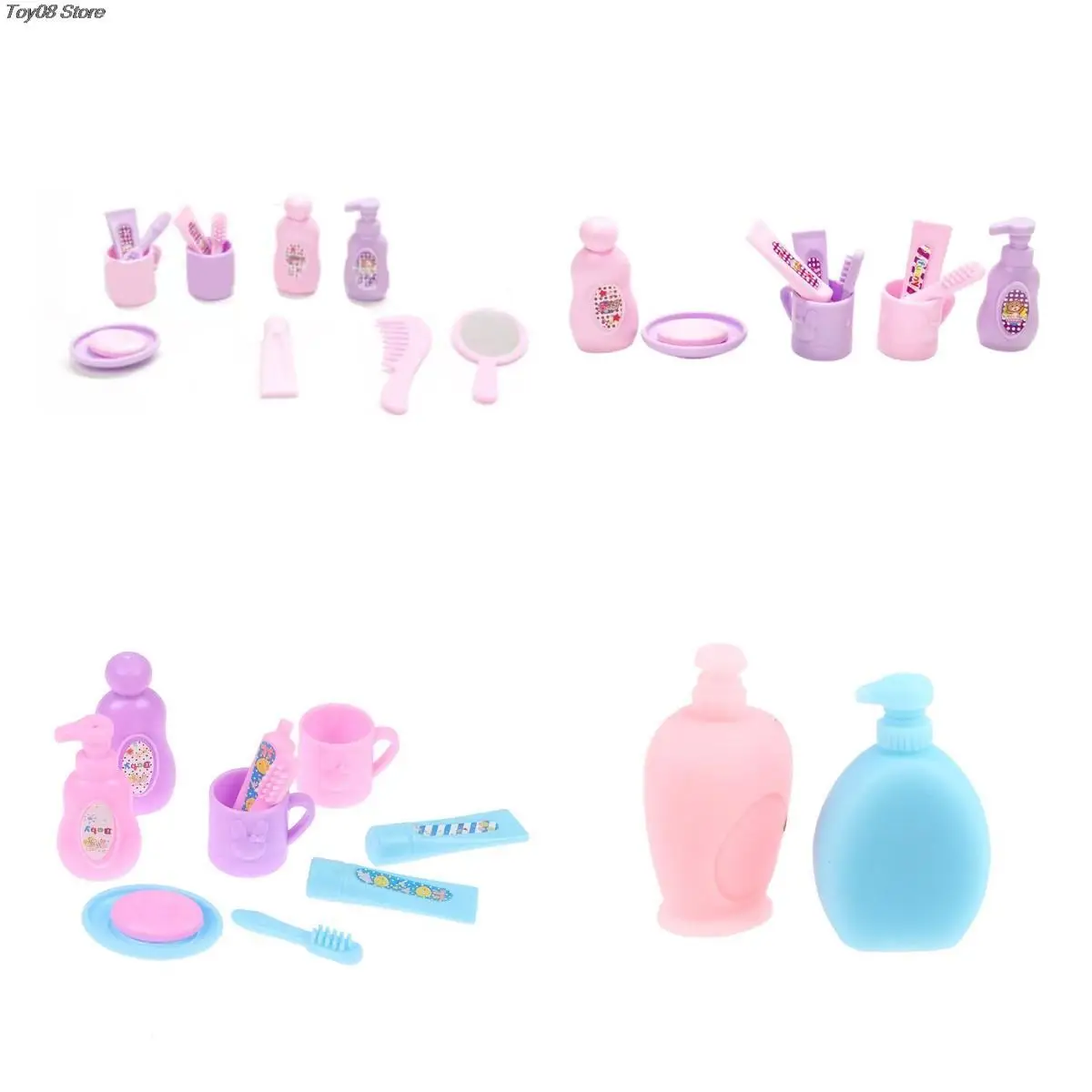 

New 1:12 Dollhouse Miniature Bathroom Supplies Toothpaste Toothbrush Shampoo Shower Lotion Comb Mirror Soap Bathroom Furniture