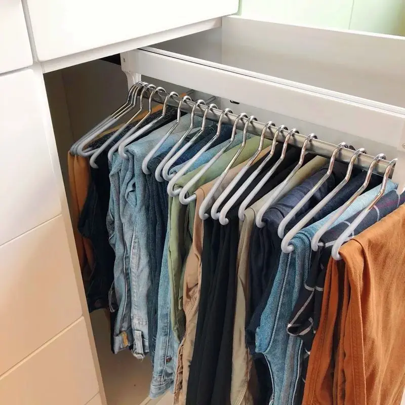 Adjustable Wardrobe Clothing Rail Heavy Duty Pull-Out Closet Valet