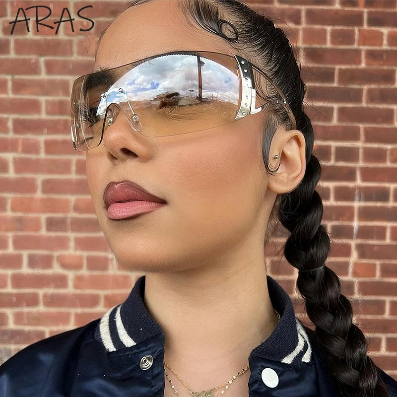 Y2k One Piece Sunglasses Women 2000s Retro Luxury Oversized Wrap Around