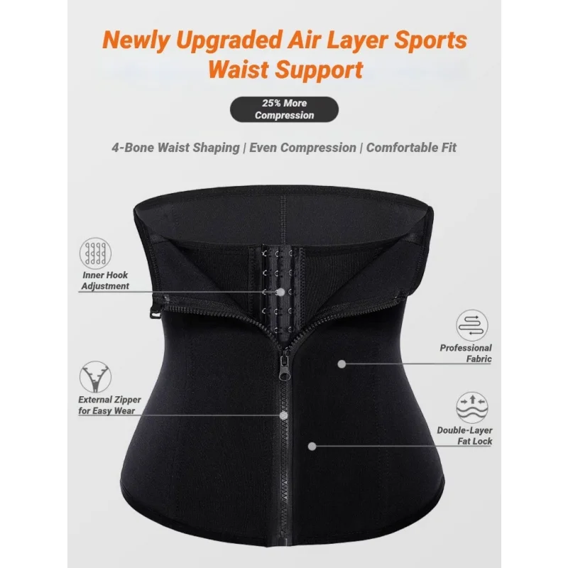 CHUANGERM Women's Underbust Corset Waist Trainer Double Pressing Compression Slimming Tummy Control Cincher Belt Body Shaper