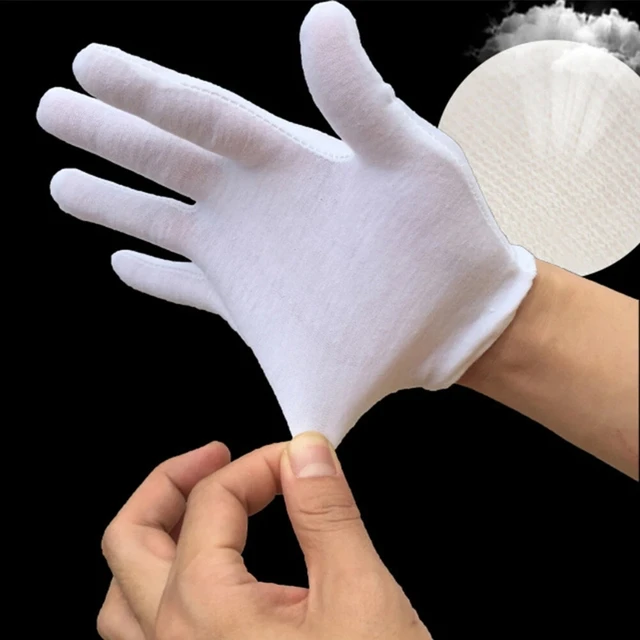 24PCS White Cotton Work Gloves Breathable Soft Cloth Liners Safety Gloves for Men Women Gardening Jewelry Coin Silver Warehouse 3