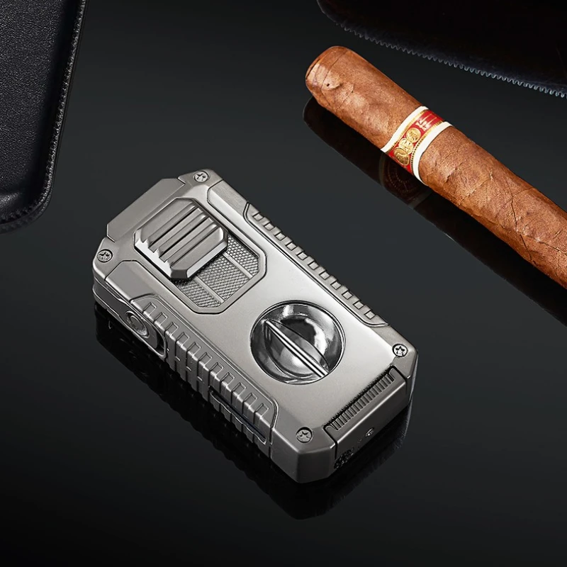 Portable Multi-function Jet Lighter with V-shaped Cigar Cutter 2