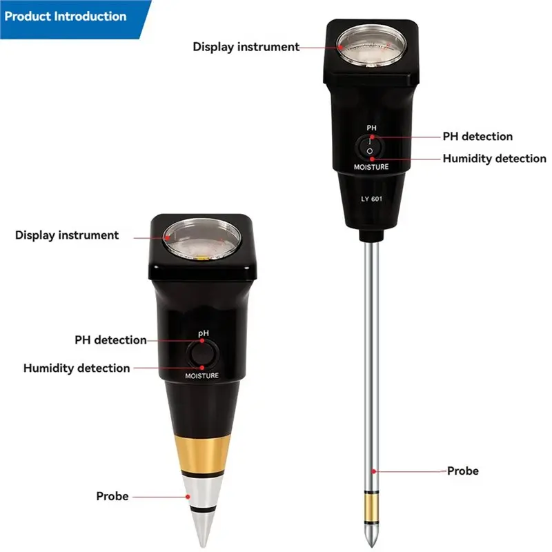 휴대용 토양 테스터 토양 수분 PH 측정기 산도 습도 측정기 토양 PH 측정기 PH 감지기 습도 분석기