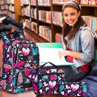 3PCS Backpack for Girls, 17 Inch Cute Kids School Laptop Bookbag with Lunch Box for Elementary Water Resistant Middle Backpacks 2
