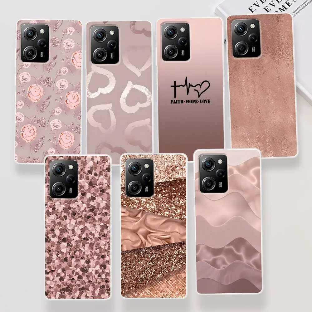 Love Rose Gold Style Cover Per Xiaomi Poco X5 F3 X3 Gt M5 M5S Pocophone F1 F2 M3 X4 Nfc M4 M2 Pro Tpu Soft Clear Phone Case