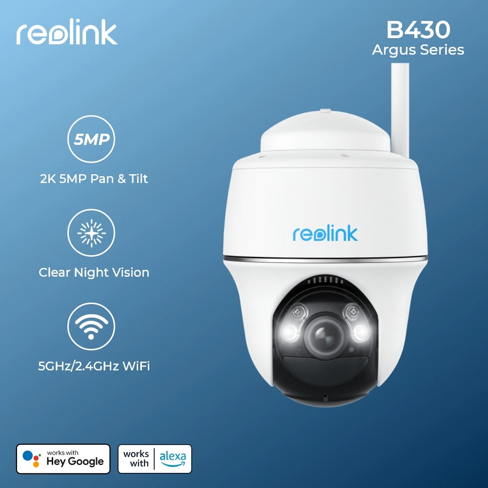 Reolink - Cámara IP E1 Outdoor 5MP Súper HD WiFi 2.4/5 Ghz - Blanco