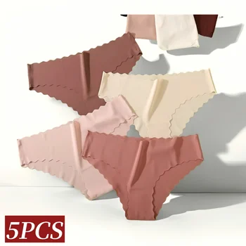 5 pezzi/set slip ultrasottili mutandine da donna biancheria intima senza cuciture mutande femminili tinta unita morbide mutandine a vita bassa lingerie sexy