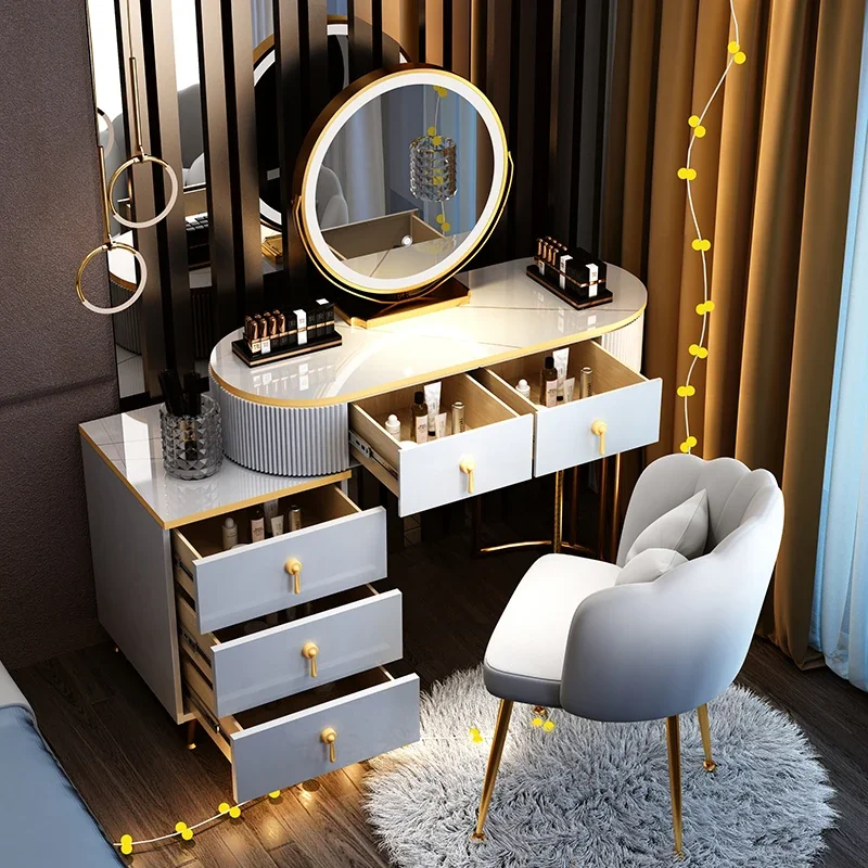 Modern Luxury Vanity Table Storage European Big Study Corner Women Organizer Dressing Table Girl Penteadeira Chinese Furniture 2