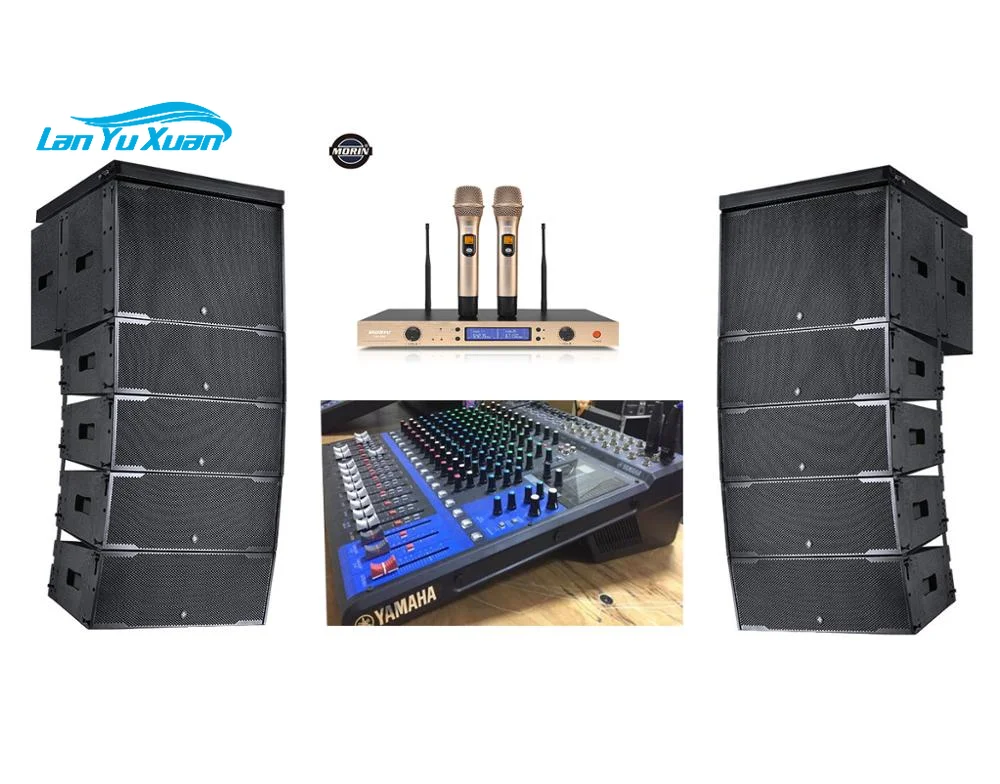 L'Evento Professionale Del Dj Utilizza Il Sistema Di Altoparlanti Line Array Per Esterni Per 1000 Persone Con Mixer Yamaha E Microfono Wireless