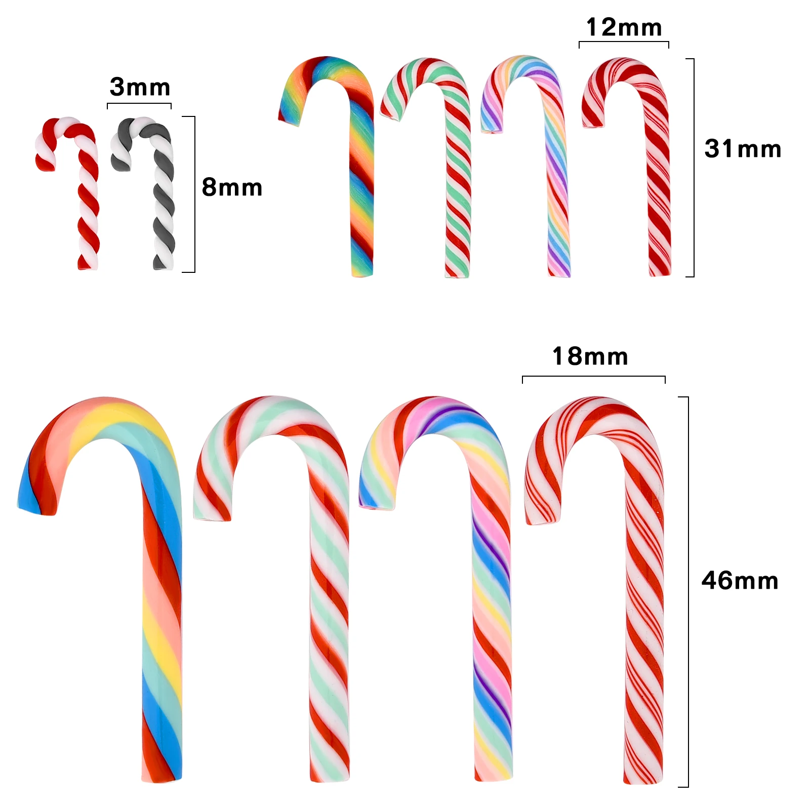 Candy resin ornaments resin embellishments 15/30PCS Mini candy canes miniature Christmas tree decoration pendant DIY scrapbook craft gift decor Merry Christmas ornament