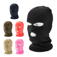 Motorcycle Windproof Full Face Knit Hats Ski Mask Men Warm Wool Balaclava Winter Hats Knitted 3 Holes Ski Mask 1