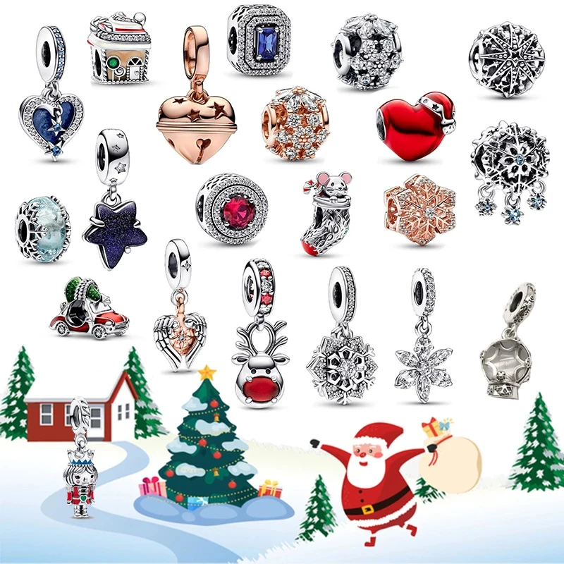 

2022 Autumn And Winter Christmas Series High -quality S925 Pure Silver Snowflake Reindeer Jewelry Fashion Diy Commemorative Gift