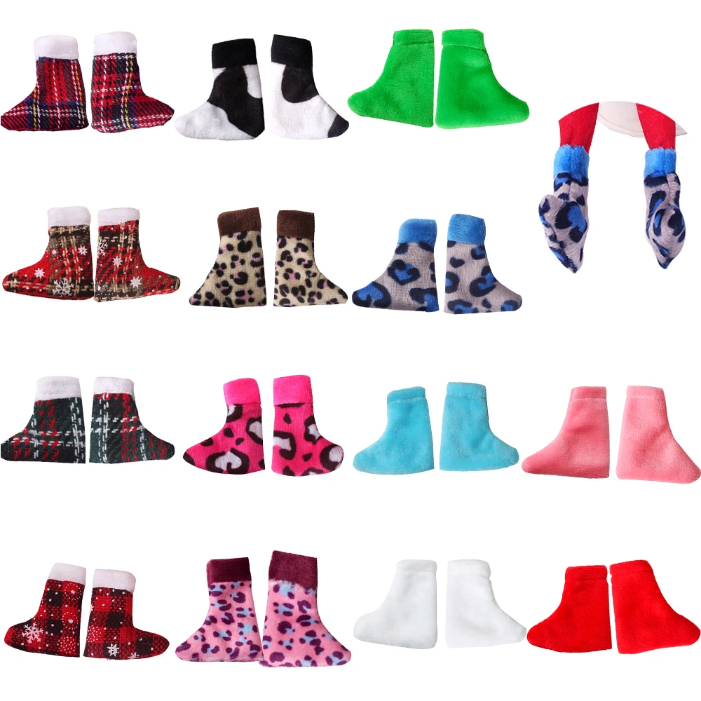

Christmas Elf Doll Clothes Red Plush Socks Kawaii Eye Patch Baby Toy Accessories Birthday Gifts