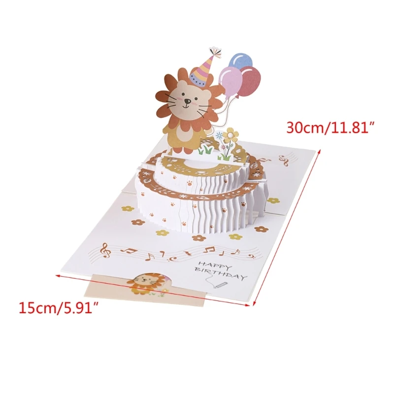 3D Foldable Birthday Greeting Card Cartoon Theme Joyand Happiness Cards with Envelop K92A