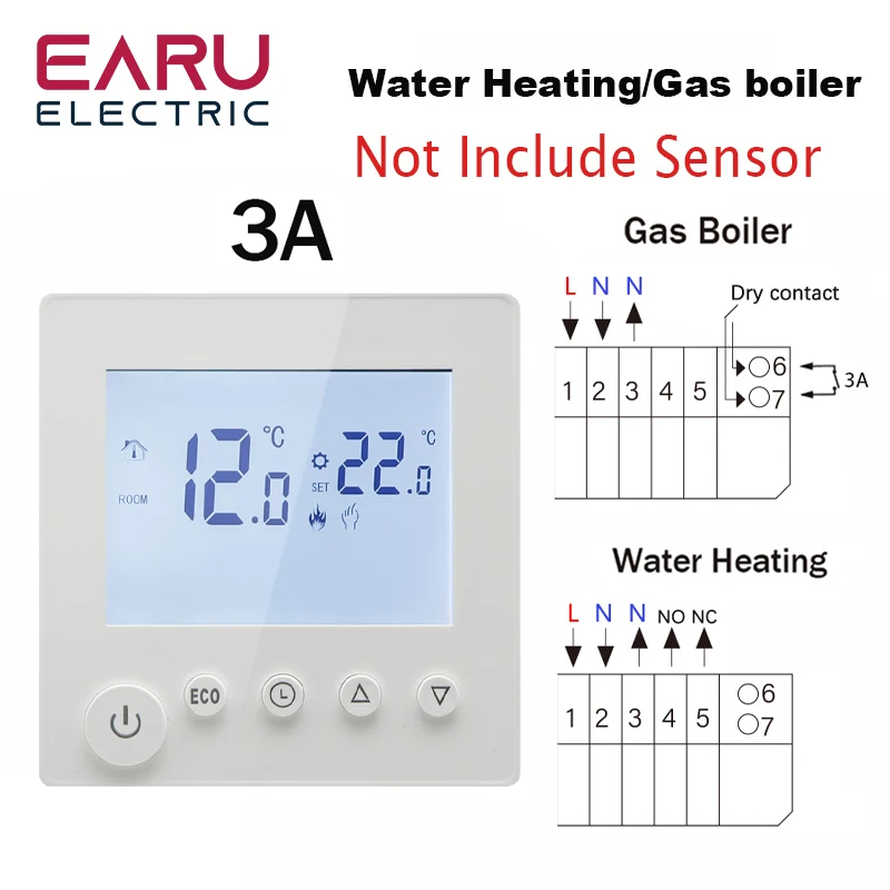 AC90V-240V 3A 16A Water Electric Floor Heating TRV House Room Thermostat  Temperature Controller Digital LCD Display Wall Mounted - AliExpress
