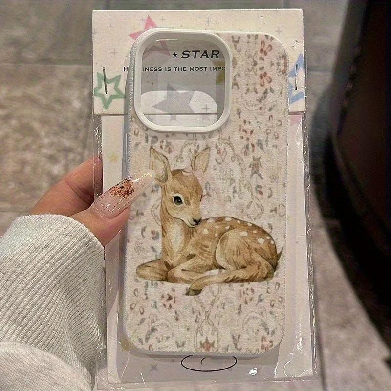 Elegant deer pattern TPU pattern iPhone16PROMAX mobile /14/16PLUS/15/13P/12/11