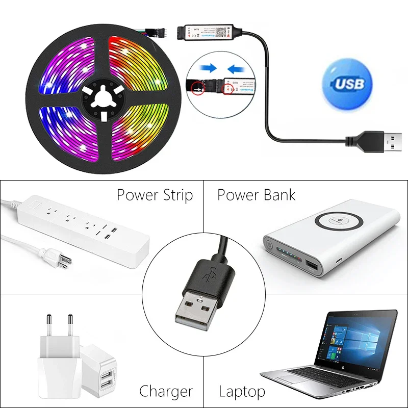 Tira de Luces LED RGB con Control por App, Bluetooth y Sincronización de Música (USB 5V) S79eefa0179ce45ee843ca1734e92fe079