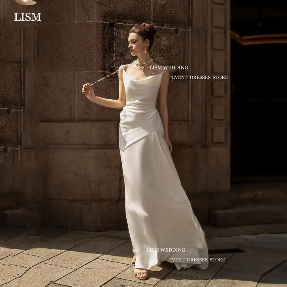 

Женское шелковое вечернее платье LISM, с V-образным вырезом, на тонких бретельках, без рукавов, платье-Русалка для выпускного вечера, длиной до пола, 2024