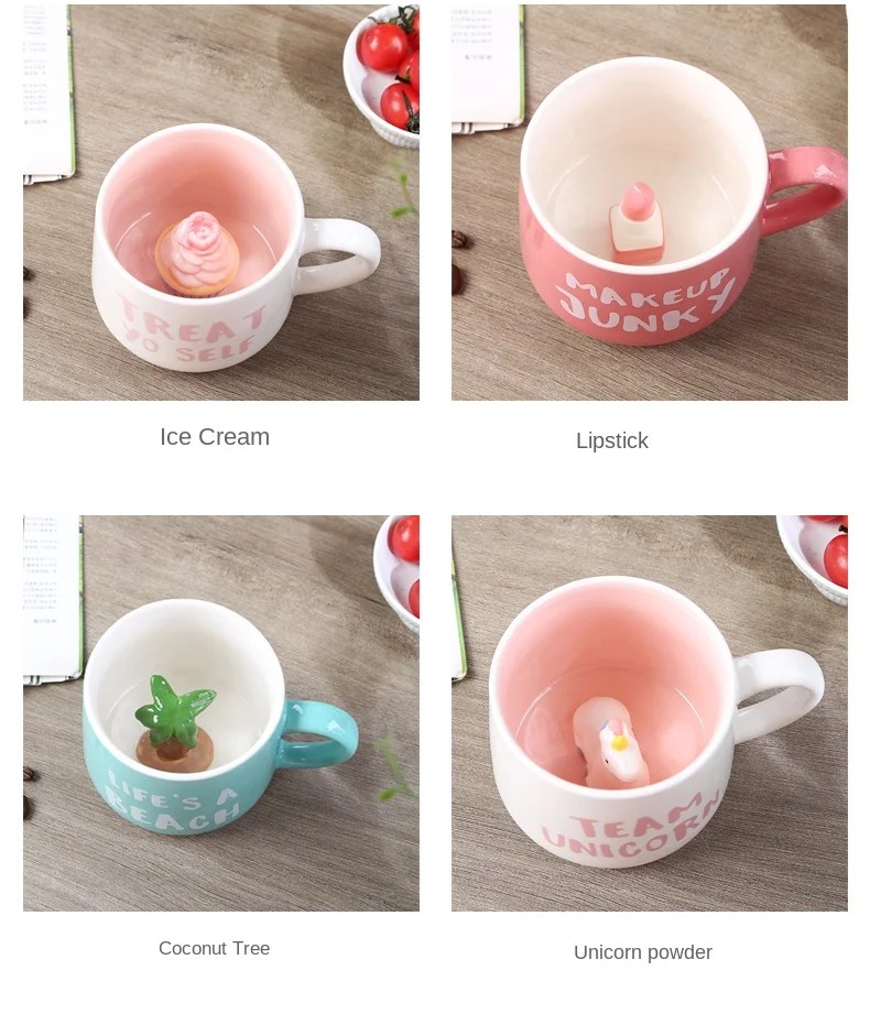 Niedliche Cartoon-Kaffeefiguren-Tassen mit Tier im Inneren, Keramik 3D, Einhorn, Liebes-Neuheitsbecher, Weihnachtsgeschenk für Freunde, Kinder – Detail 11
