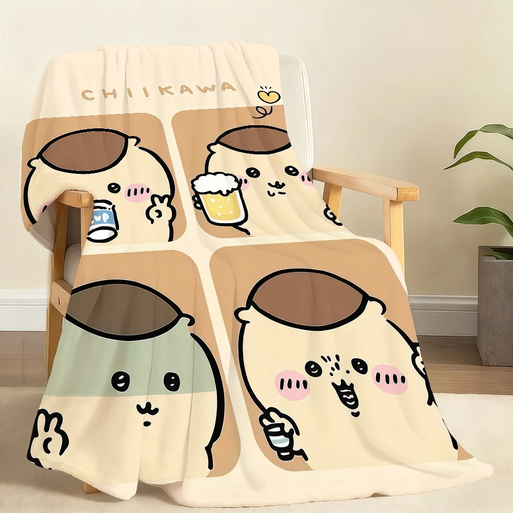 Kawaii C-ChiikawaS Cute Blanket Soft Throw Blanket for Home Bedroom Bed Sofa Picnic Travel Office Rest Cover Blanket Gift