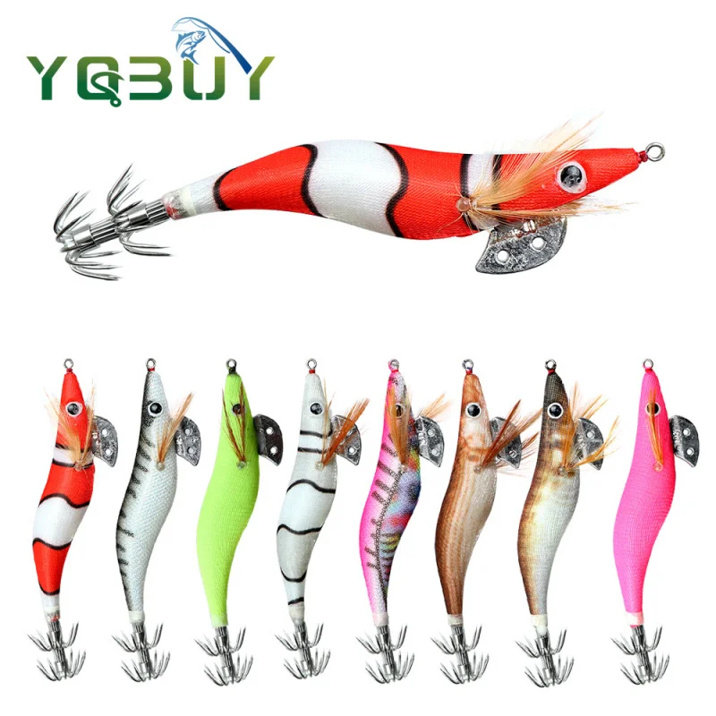 Leurre lumineux Full Body crevette colorée - Appât imitation calmar pour pêche en mer au parasol
