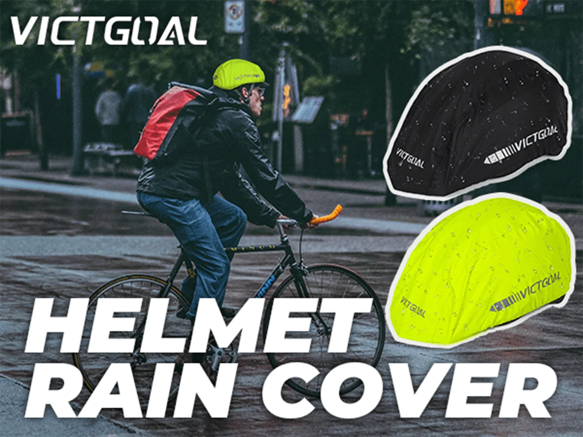 VICTGOAL Fahrradhelm Wasserdichte Abdeckung mit reflektierendem Streifen Fahrradhelm Regenhülle MTB Rennradhelm Staubdichte Abdeckungen – Detail 1