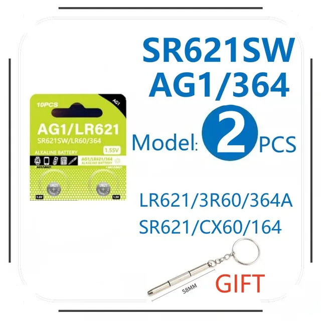 AG1 LR621 LR60 SR621 SR621SW 164 364A 364 Alkaline Button Cell Battery 15Pcs