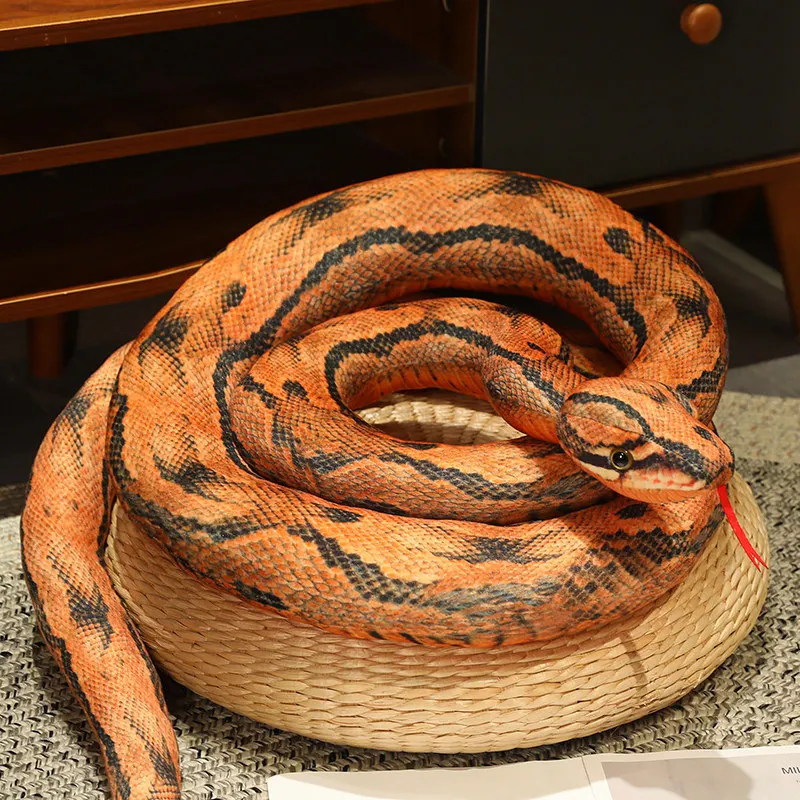 thumbnail image 1 of 100-300cm Artificial Python Plush Toy Long Snake Yellow Orange Green Python Plush Toy Decorate The House Holiday Decorations, 1 of 5