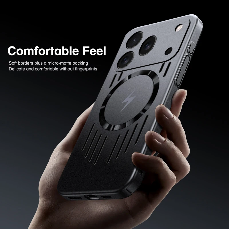 Sleek Cooling Phone Case with Shockproof Magnetic Wireless Charging Capability