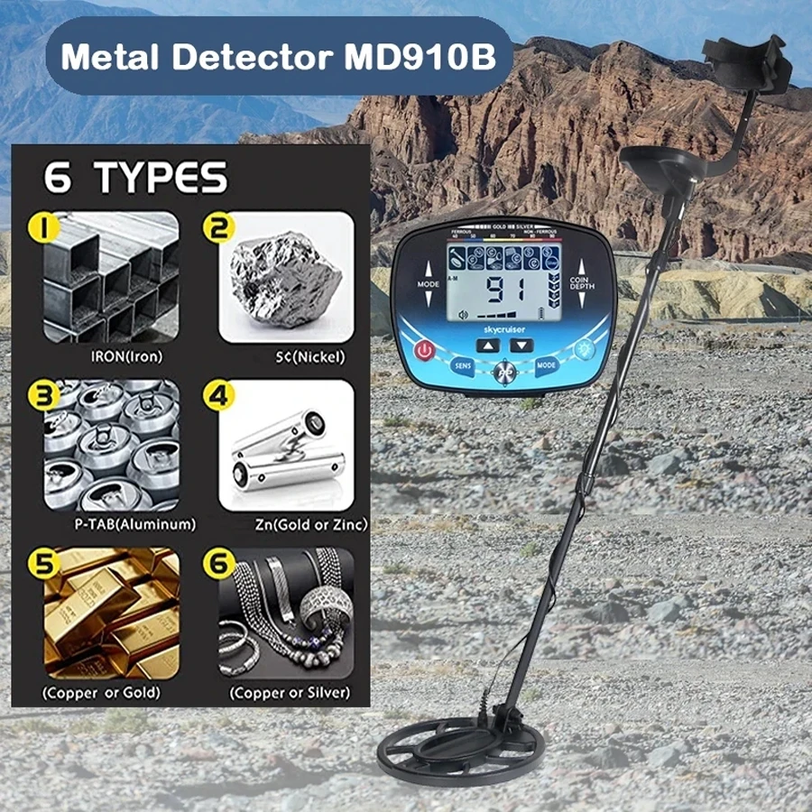 MD910B Metal Detector Underground Professional Depth gool Search Finder Gold Detector Treasure Detecting Pinpointer Waterproof