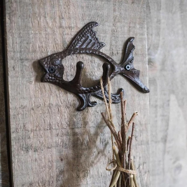 Cast Iron Fish Design Wall Hanger Decorative Fish Wall Mounted Towel Hooks  Farmhouse Style Towel Hooks Outdoor Metal keys Holder - AliExpress