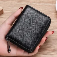 Cowhide Organ Card Case RFID Anti-theft Lady Card Holder Purse Men Card Case Multifunctional Zipper Small Short Wallet 1