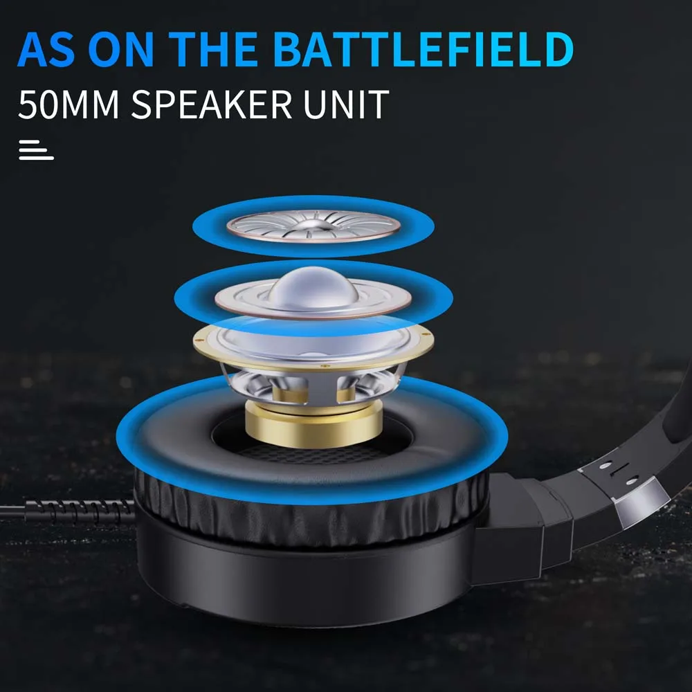 for PUBG Gaming Headset Noiceless Microphone Deep Bass 3.5mm Jack Soft Leather Earpads RGB Earphone for PC Laptop Tablet Phone