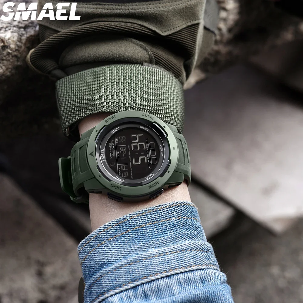 SMAEL 8105 Waterproof Watch Digital Light Stopwatch Watch for Men Digital Watches Sports LED Wristwatches Men's 50m 6