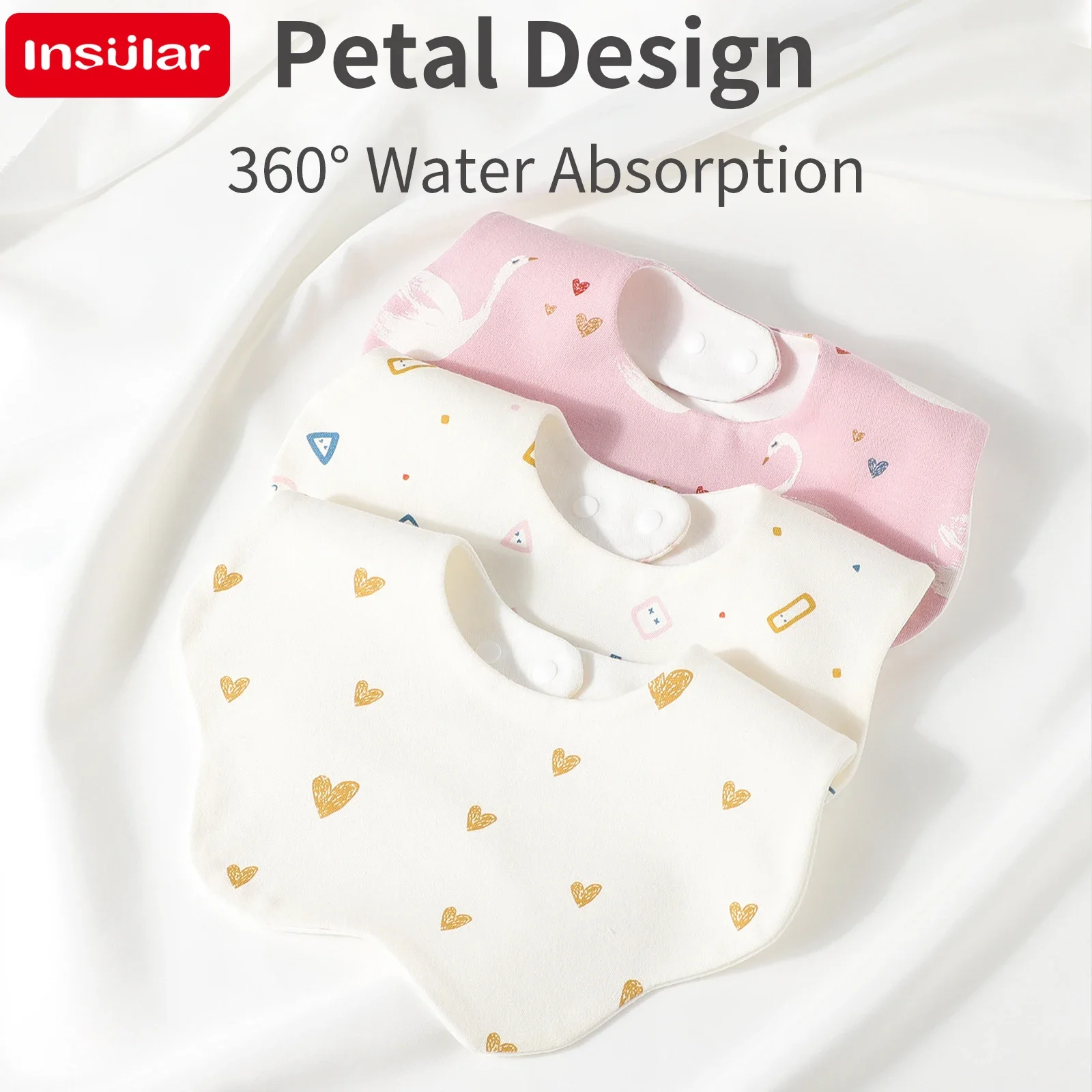 흡수성 면 거즈  턱받이 프린트 침 흘림 방지 타월  트림 천 반다나 스카프 남아 여아용 이유식 침 흘림 방지 뉴 웨이브