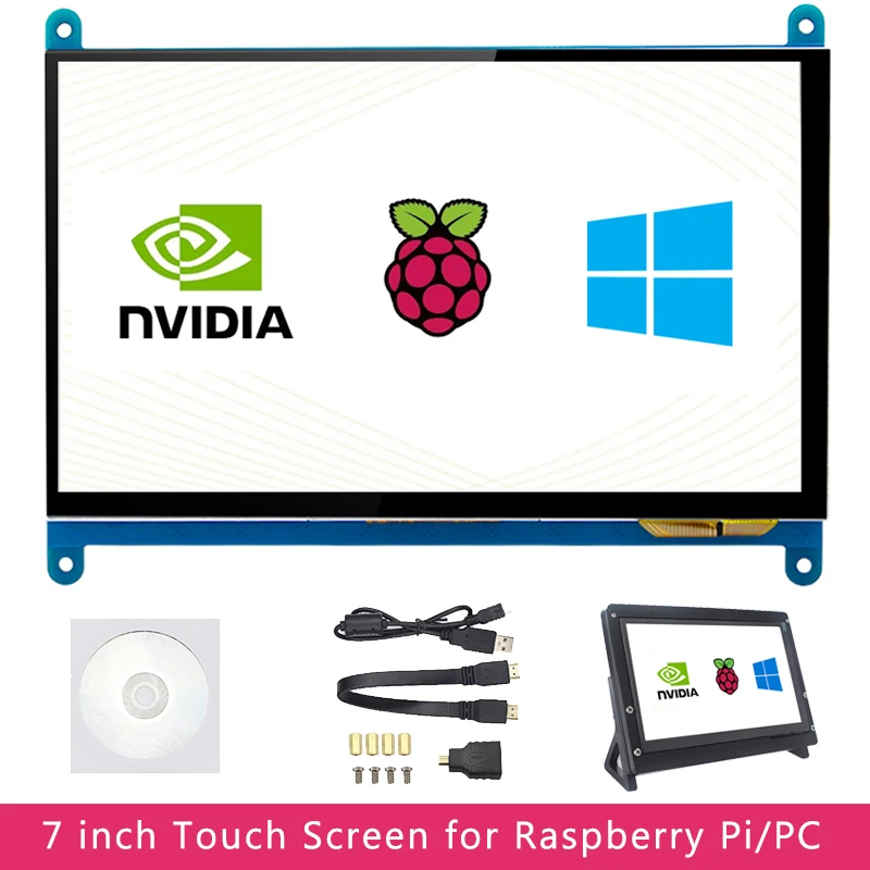 

2024 7-дюймовый сенсорный экран Raspberry Pi 4 Емкостный HDMI совместимый TFT ЖК-дисплей для Pi 4B 3B + Zero Orange Pi PC AIDA64 вторичный