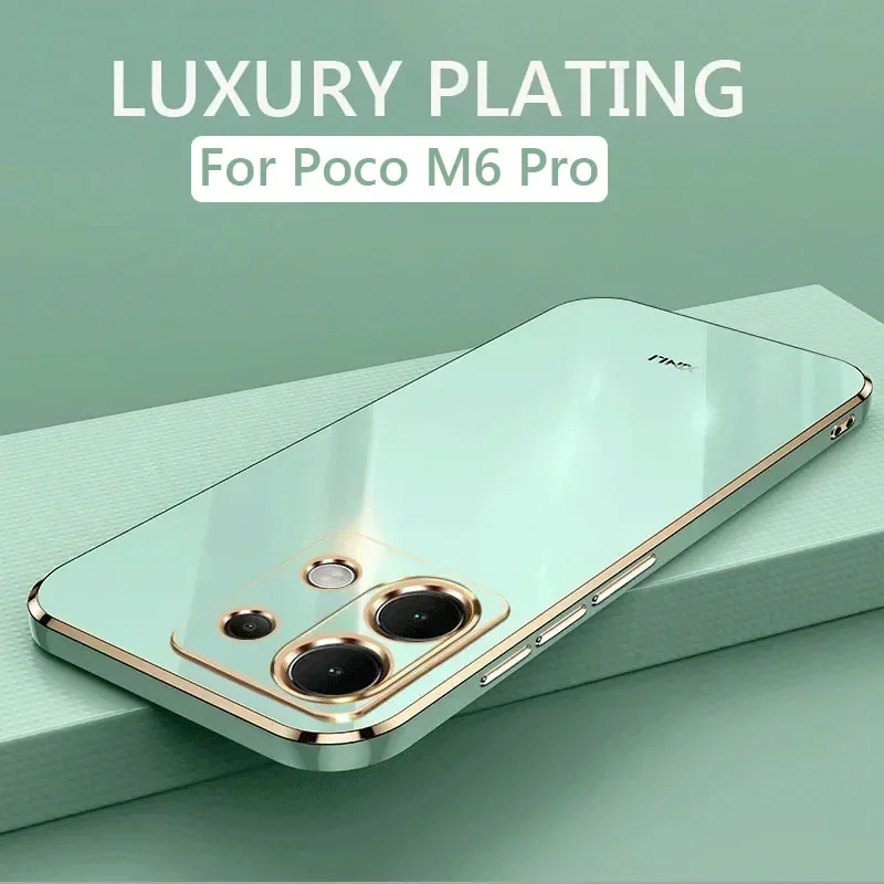 Custodia Per Telefono Con Placcatura Di Lusso Per Xiaomi Poco M6 Pro Pocom6 Pro 4G 5G Custodia Morbida In Tpu Antiurto Fundas